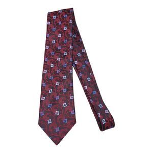 Brioni dis.FSL12 Neck Tie Red Black Paisley Mens Tie 100% Silk Made in Italy